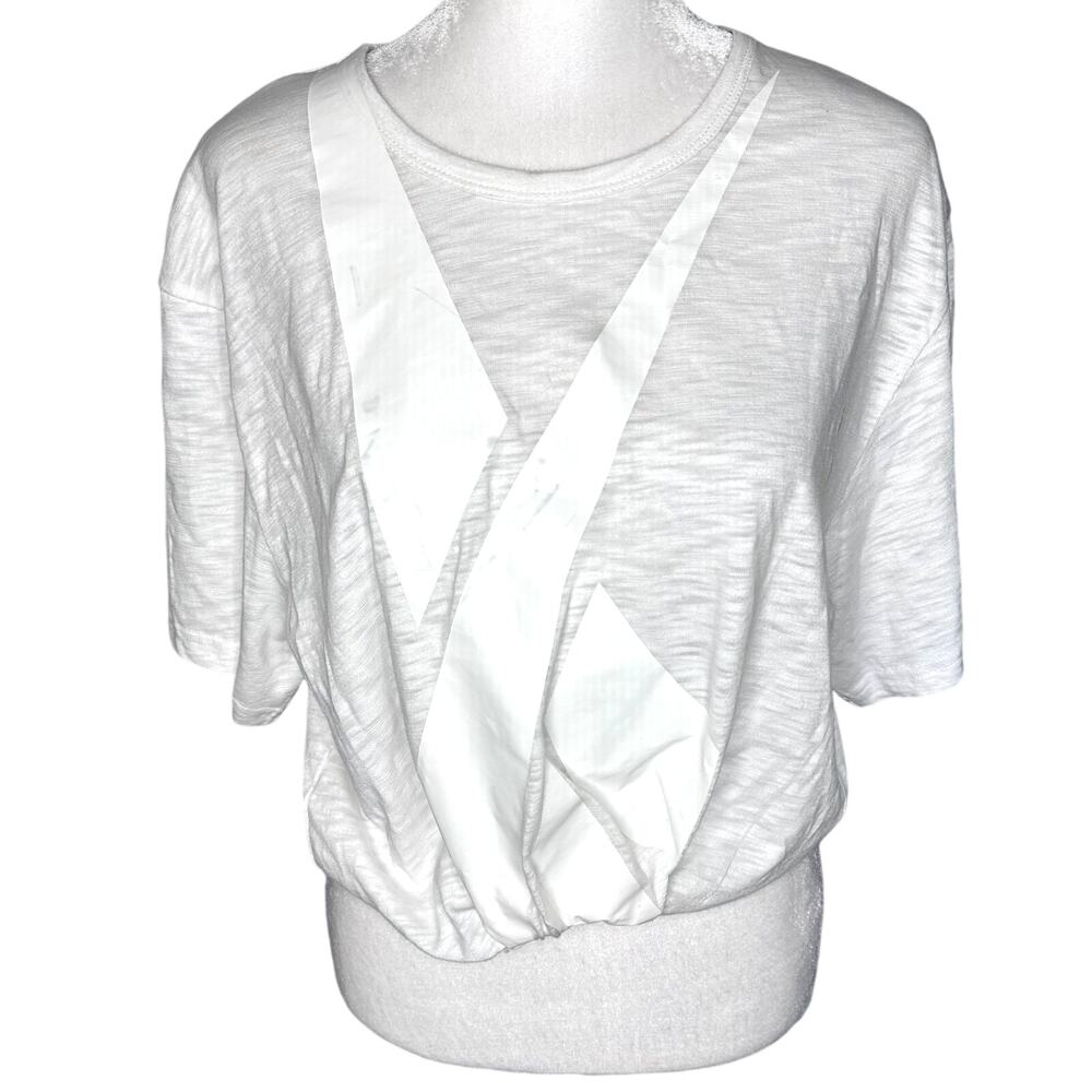 KITH White Graphic Cropped Roll Hem Crewneck T-Shirt Medium